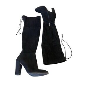 Vince Camuto Over-the-Knee Boots Womens 9.5 Black Suede Block Heel Zip Tapley